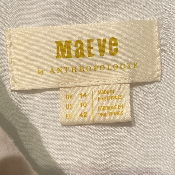 Anthropologie Maeve white shirt dress with buttons and front waist tie, Size 10 - Picture 3 of 6